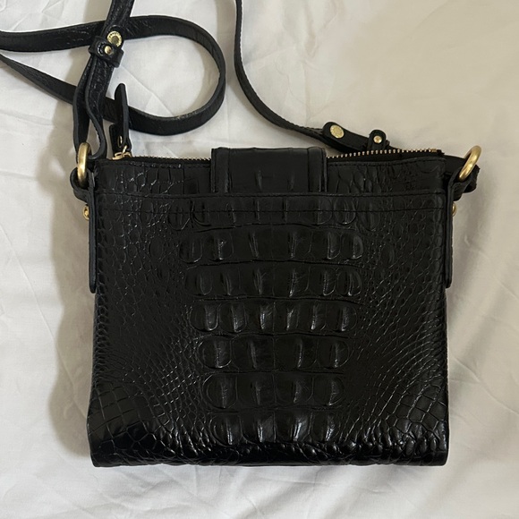 Brahmin Melbourne Black Mojito Croc Embossed Crossbody Bag - Picture 3 of 9